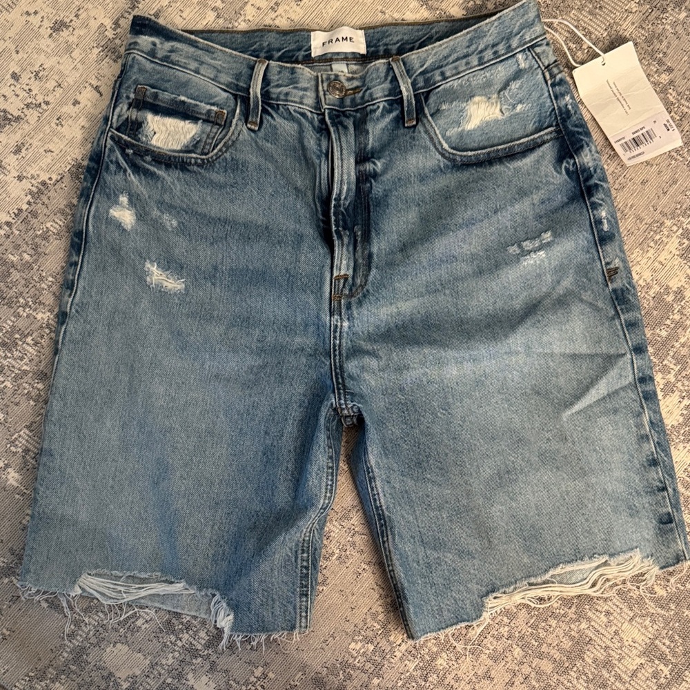 Frame Denim Light Blue High-Rise Cutoff Jeans Shorts
